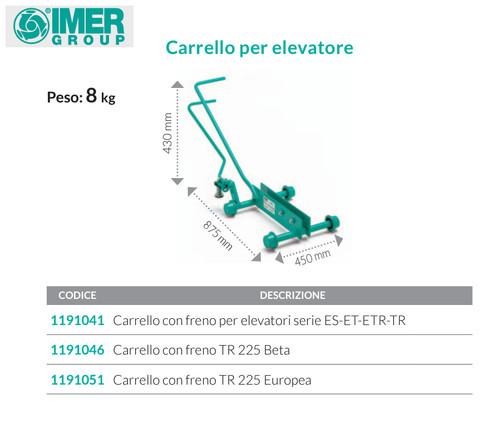Carrello con freno - carrello, per