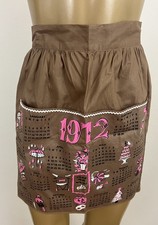 Grembiule cucina vintage marrone calendario 1972 novità tasca cravatta posteriore Trad moglie