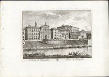 PORTO DI RIPETTA, Roma, di  MARIANO VASI , acquaforte , pubb. 1796+ PASSEPARTOUT