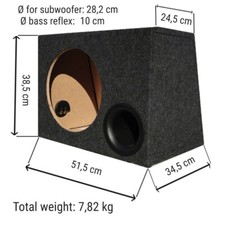 Cassa trapezoidale bass reflex per subwoofer da 30 cm diametro cofano auto car