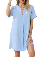 Copricostume da Bagno da Donna, con Scollo A V, A Maniche Corte, Copricostu9173