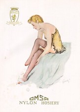 PUBBL. 1951 CALZE OMSA NYLON HOSIERY MODA DONNA ELEGANZA BELLEZZA BIANCHI FAENZA
