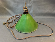 Antico Paralume IN Cartoniere Ferro Smaltato Verde Interruttore Bakelite Atelier