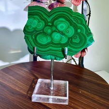 1,38 libbre fetta di malachite naturale cristallo lucentezza quarzo minerale esemplare guarigione