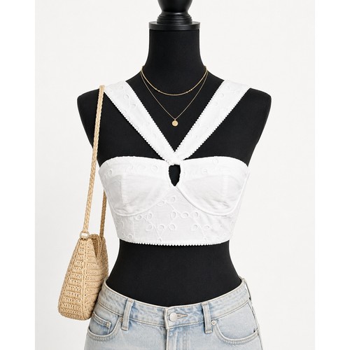 Crop top zara bianco - bianco, con
