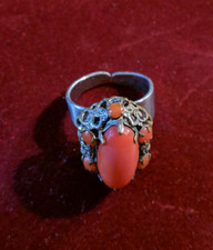 antico anello primo 900 argento e corallo