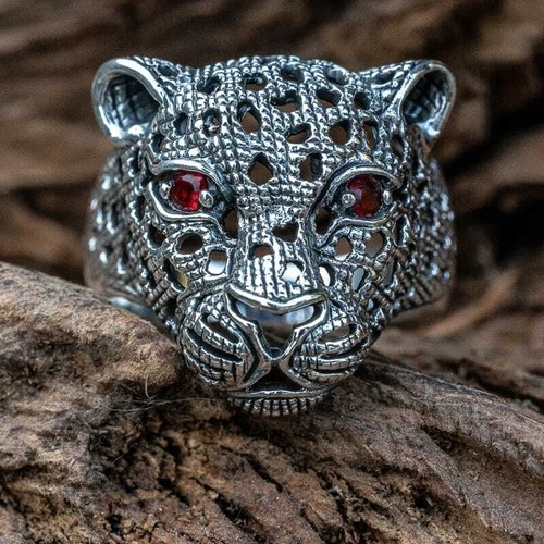 Leopardo testa anello - leopardo, .925