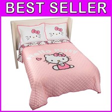 Set trapunta Hello Kitty righe rosa e cuori - completa/regina