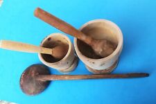 2 MORTAI CON PESTELLI LEGNO PIU' MESTOLO LEGNO - VINTAGE