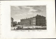 PALAZZO BORGHESE, Roma, di  MARIANO VASI , acquaforte , pubb. 1796+ PASSEPARTOUT