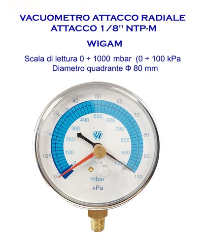 Vacuometro attacco radiale - vacuometro,