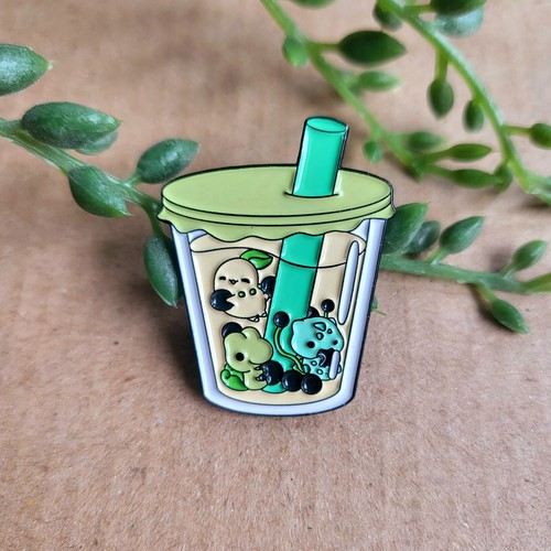 Pokemon boba tea enamel pin - tea,