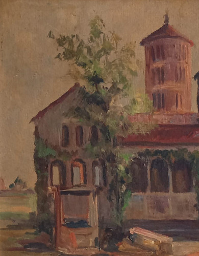 Dipinto olio cartone 1956 - dipinto,