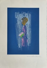 Eliano Fantuzzi (1909 - 1987) "Ragazza con fiori" firma autografa copia n 63/125