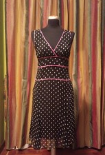 Abito spalline larghe, 100% seta blumarine, 44 nero con pois bianchi, foderato