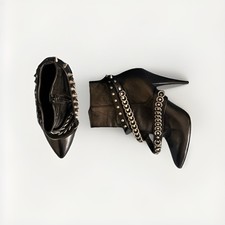 SAINT LAURENT STIVALI TRONCHETTI  DONNA PELLE NERO