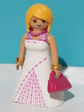 FIGURA PLAYMOBIL DONNA RAGAZZA SIGNORA CITTÀ PARRUCCHIERE FESTA ABITO DA...