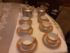 6 TASSES ET SOUS TASSES  CREMIER ET SUCRIER PORCELAINE DE LIMOGES UNIQUE  FRANCE