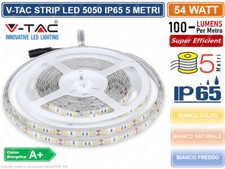 V-TAC STRISCIA LED 5050 IMPERMEABILE MONOCOLORE 300 LED BOBINA DA 5 METRI IP65