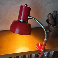 Lampada Scrivania Con Morsetto E Gambo Flessibile Anni '60 '70 Rossa