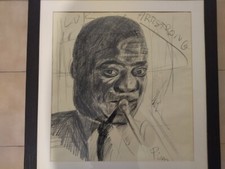 Alfredo Pini matita su carta con autentica Galleria Lacerba Louis Armstrong 