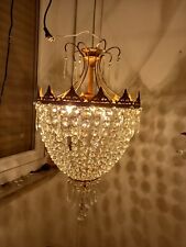 Lampadario d'epoca in ottone cristalli mezzo impero Old empire Chandelier Lustre