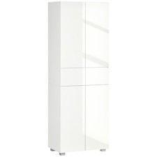 HOMCOM Dispensa Cucina a 4 Ante e 3 Ripiani Regolabili e 5 Mensole Bianco