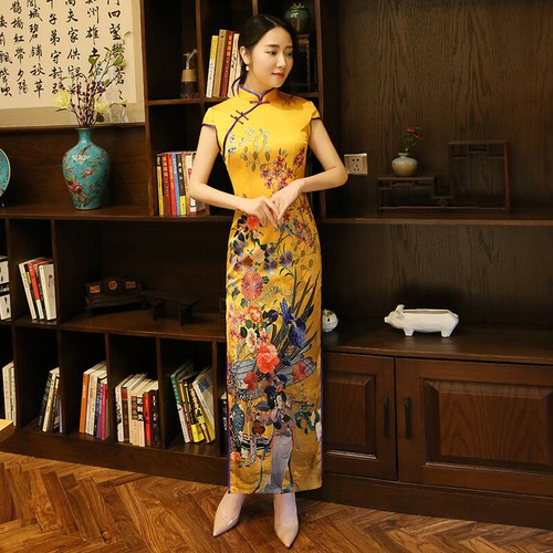 Abito lungo cheongsam retrò - abito,