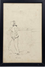 Antico Disegno 1918 "Flieger!"