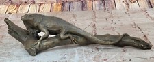 Art Deco Life Misura Lizard Iguana Caldo Scultura Vienna Bronzo Firmato Original