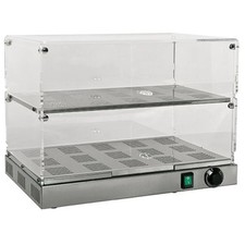 Buffet Vetrina Termica Vetrina Riscaldata +30°/+90°C, Due Livelli con Copertura