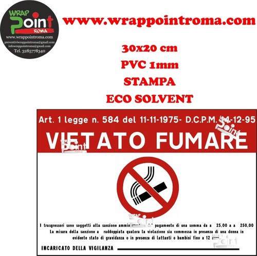 Cartello vietato fumare - fumare, 20x30