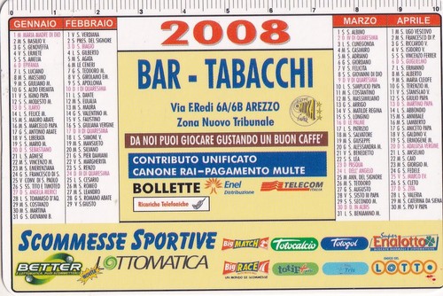 Calendarietto bar tabacchi - -,