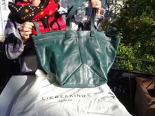 Borsa a tracolla Liebeskind Berlin Premium da donna XXL pelle turchese Germany nuova