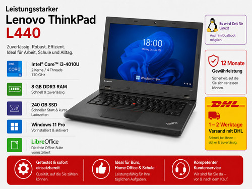 Lenovo thinkpad l440 8 - |, i3