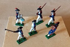 6 miniature in piombo dipinte a mano "Fanteria francese con batterista"