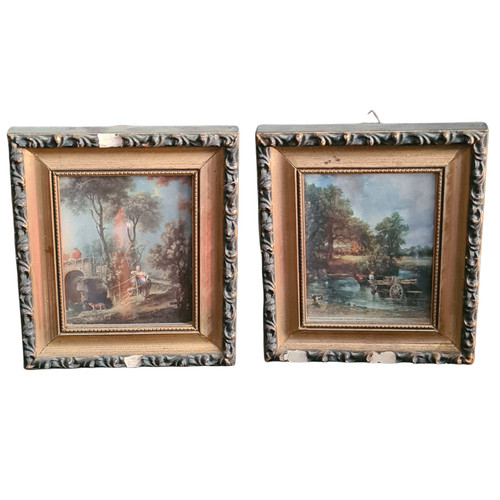 Antico miniatura coppia quadro - coppia,