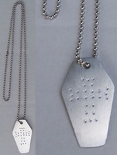 COLLANA CIONDOLO PIASTRINA MILITARE ALLUMINIO BARA con CROCE incisa C209