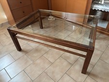 Tavolino Basso Salotto in Legno e Vetro - Design Moderno/Anni '70