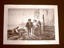 Incisione del 1876 Il ritorno del marinaio Quadro di Gerolamo Induno