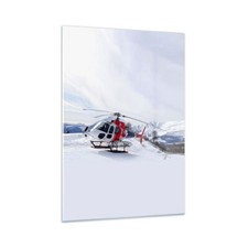 Quadro su Vetro 50x70cm Elicottero montagne picco inverno Stampe Moderni Murale