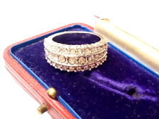 ANELLO a fascia con 3 file di scintillanti ZIRCONI BIANCHI argento Fascione Ring