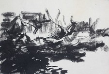 Disegno a inchiostro vintage paesaggio astratto