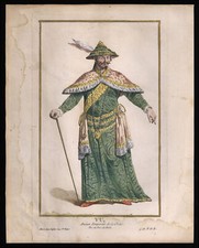 vecchia stampa artistica YU imperatore di CINA 18 Th. HALDE dipinto a mano