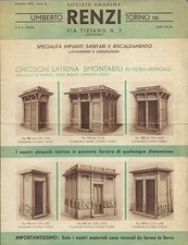 Renzi - Catalogo Chioschi Latrina Orinatoi - Bar Edicole - Torino 1932 