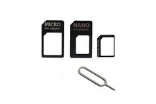 KIT 3 ADATTATORI MICRO NANO SCHEDA SIM + ESTRATTORE PER IPHONE 5 IPAD SAMSUNG