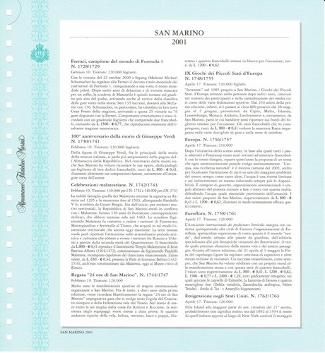 San marino 2001 - fogli, marini