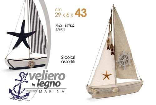 Barca veliero decorativo legno - decorativo,