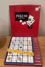 Vintage Pokeno gioco da tavolo poker keno card 12 tavole e fiches Cincinnati Ohio