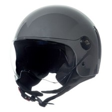 Casco Demi Jet Grigio Lucido con Visiera Elicottero Omologato per Moto Scooter